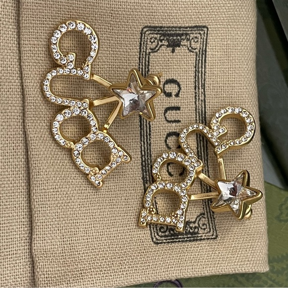 NIB GUCCI CRYSTAL EARRINGS WITH POUCH BOX AND BAG - Picture 5 of 6